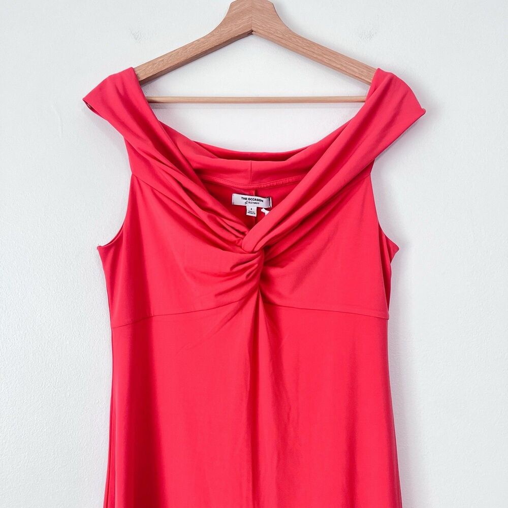 The Occasion by Old Navy Off Shoulder Maxi Dress Coral Red Formal Gown NWT Large - Picture 3 of 9